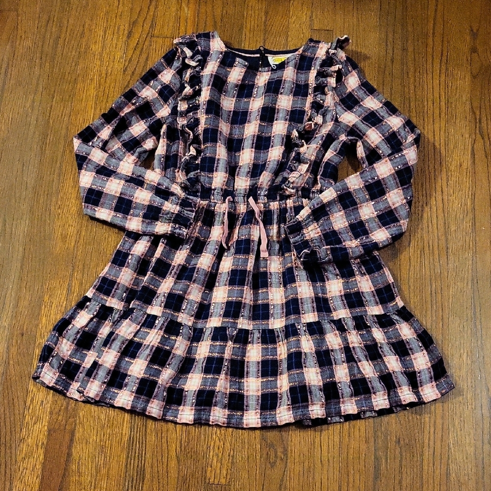 Boden Checkered Navy and Pink Kids Dress